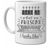 TENLITE 1 x This is What an Awesome Driving Instructor Looks Like! Black & White Ceramic Double-Sided Print Microwave Safe Coffee Mug Gift for Christmas, Secret Santa, Birthday.