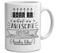 TENLITE 1 X This is What an Awesome Gym Instructor Looks Like! Black & White Double-Sided Print Novelty White Ceramic Mug Microwave Safe Coffee Mug Gift for Christmas, Secret Santa, Birthday.