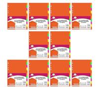 TENLITE (10 Pack) A4 File Dividers - 5/10 Part Extra Wide Subject Dividers, Multi-Hole Punched Index Tabs for Lever Arch Files & Ring Binders - Office & School Binder Organiser - (Neon, 10 Parts)