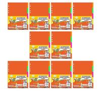 TENLITE (10 Pack) A4 File Dividers - 5/10 Part Extra Wide Subject Dividers, Multi-Hole Punched Index Tabs for Lever Arch Files & Ring Binders - Office & School Binder Organiser - (Neon, 5 Parts)