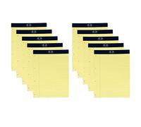 TENLITE (10 Pack A4 Yellow Legal Notepads - 50 Sheets Each, 60gsm Feint Ruled with Margin - Perforated, Top Bound Notepad - Writing Pads for Office, School, Study & Legal Notes.