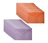 TENLITE (10 Pcs Each Colour) A4 Plastic Document Wallets - Waterproof & Tear-Resistant Popper Folders for Files & Documents | Ideal for Office Filing, School Work & Home Organisation (Orange & Purple)