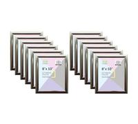 TENLITE 12 Pack Photo Frames - Choose Size & Colour - Lightweight Styrene Front - Wall Mount & Freestanding Modern Picture Frames for Home, Office & Gallery Display - (Silver, 8" x 10")