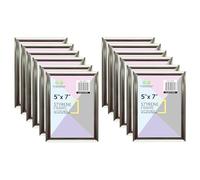 TENLITE 12 Pack Photo Frames - Choose Size & Colour - Lightweight Styrene Front - Wall Mount & Freestanding Modern Picture Frames for Home, Office & Gallery Display - (Silver, 5" x 7")