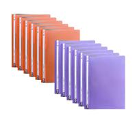 TENLITE - 12-pcs X (6-pcs Each Colour) A4 Report Files with Clear Front Cover & 2-Prong Fastener - Durable Plastic Presentation Folders for Documents, Projects, Office & School (Orange & Purple)