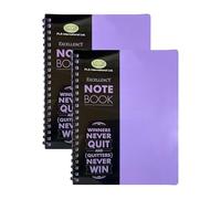 TENLITE (2 Pack Excellency A4/A5 Poly Cover Twin Wire Notebooks - 140 Pages, 68gsm Paper, 9mm Feint Ruled - Durable Spiral Bound Writing Pads for School, Office & Study - (PURPLE, A4)