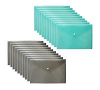 TENLITE - 20-Pack A4 Translucent Document Wallet Set - 10x Green & 10x Grey Durable Poly Folders with Snap Closure - Waterproof, Tear-Resistant & Ideal for Colour-Coded Filing at Home, School & Office