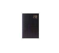 TENLITE 2026 Day a Page Diary A5 Hardback - Black Premium Daily Planner & Journal, One Day Per Page Dated Diary, Business Office School Use, Appointment Notes Schedule Organiser.