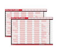 TENLITE 2026 Year Wall Planner A1 - Set of 2 Large Laminated Calendars 85 x 58 cm, Unmounted with Stickers & Dry Wipe Pen, Reusable Annual Wall Calendar for Home, Office, School & Library Planning.