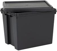 TENLITE 24L Black Bam Plastic Storage Box with Lid | Strong Impact Resistant Heavy Duty Containers Stackable and Nestable | Recycled Plastic (24L)