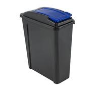 TENLITE - 25L Slimline Recycling Bin with Flap Lid - Heavy-Duty Plastic Waste & Rubbish Bin in BLUE - Compact Space-Saving Dustbin for Kitchen, Bathroom, Bedroom, Garden & Pet Food or Feed Storage