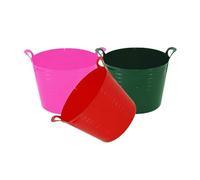 TENLITE - 26 Litre Flexi Tub Storage Container Bucket Polyethylene Flex Tub For Garden Home (Pink, Dark Green, Red)