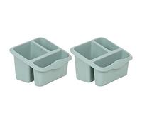 TENLITE 2x Large High-Grade Plastic 3 Compartment Sink Tidy Kitchen Caddy Cleaning Organizer Sponge, Brush, Cloth Holder Kitchen Utensils Holder (Silver Sage)