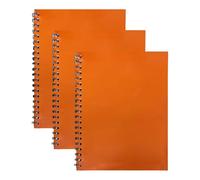 TENLITE (3 Pack A4 Orange Spiral Notebooks - Lined Twin Wire Bound Notepads with Hard Cardboard Covers, 140 Ruled Pages Each - Durable A4 Writing Pads for School, Office & Daily Notes