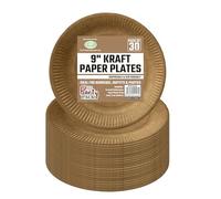 TENLITE 450 Pcs x 9" Kraft Paper Plates - Eco-Friendly Disposable Tableware for Parties, BBQs, Picnics, Events & Daily Use - Sturdy & Biodegradable, Natural Brown Finish
