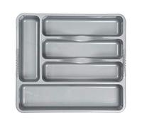 TENLITE 5 COMPARTMENT Small Cutlery Tray Kitchen Drawer Organiser Trays, Compact Plastic Tray for Knives, Forks and Spoons (33.00 x 29.50 x 5.00 cm) - Made In Uk - (Silver, Small Cutlery Tray)