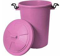 TENLITE 50 Litre Extra Large Heavy Duty Plastic Bin Dustbin Storage Unit with Locking Lid for Home and Garden Rubbish (Pink)