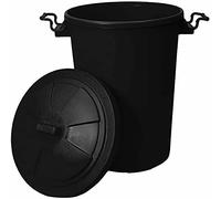 TENLITE 50 Litre Extra Large Heavy Duty Plastic Bin Dustbin Storage Unit with Locking Lid for Home and Garden Rubbish (Black)