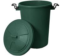 TENLITE 50 Litre Outdoor Plastic Waste Bin Trash Can Rubbish Heavy Duty Coloured Dustbin - Dark Green Colour