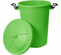 TENLITE 50L Large Heavy Duty Plastic Bin Dustbin Storage Unit with Locking Lid for Home Garden Rubbish Waste Animal Feed (Lime Green)