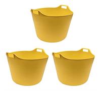 TENLITE 75L Extra Large Garden Flexi Tub (Set of 3) Storage Robust Bucket/Multipurpose Flexible Container (Yellow)