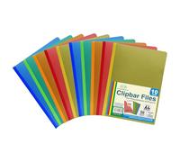 TENLITE- A4 Clip Bar File Folders - - Transparent Colour Slide Binder Report Files - Side Bound Document for Office, School, College Projects, Presentations, Filing & Business (Assorted)
