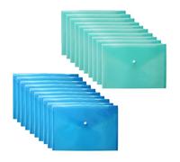 TENLITE - A4 Document Wallets 20-Pack - 10x Green & 10x Blue Poly Folders with Snap Closure - Waterproof, Tear-Resistant, Translucent Plastic Wallets for Filing at Home, School & Office