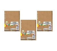 TENLITE A4 File Dividers 3 Pack - Subject Dividers Extra Wide Tabbed Index Divider, Multi-Hole Punched A4 Dividers for Lever Arch Files, Ring Binders, Office & School - (Kraft, 5 Parts)