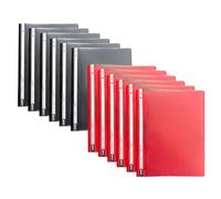 TENLITE - A4 Plastic Report Folder - (6pcs Each Colour, 12pcs Total) - Clear Front & Prong Fastener Folders for Filing Documents, Presentations, Projects, Office Work & Assignments (Black & Red)