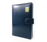 TENLITE A5 5-Year Undated Leather-Look Diary - Day-a-Page Journal with Strap Closure - (Blue)
