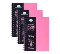 TENLITE A5 Notebook 3 Pack - Twin-Wire Bound Pink Notebooks - 140 Lined Pages Per Book (68 GSM), Durable Poly Covers - Ideal For School, Office, Study, Journaling, Daily Notes & Gift Ideas