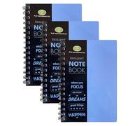 TENLITE A5 Notebooks (3 Pack) - Premium Blue Colour Twin-Wire Journals with 140 Smooth Lined Pages Each - Sleek & Durable Poly Covers - Ideal For Work, Study, Office, Writing & Gift Sets