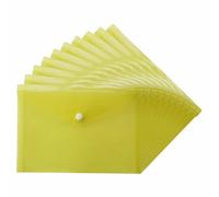 TENLITE A5 Plastic Document Wallets with Stud Button Closure, Pack of 30 - Translucent Yellow Coloured Popper Folders for Document Storage in Home, Office, and School