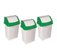 TENLITE Amazing 50L Litre Swing Bin GREEN High Grade Plastic Flip Top Lid Rectangle Space Saving Waste Recycle Dustbins Suitable For Kitchen, Office, Bathroom Rubbish Trash Refused Bins - (3)