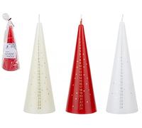 TENLITE Christmas Advent Countdown Candle Set - Magical 24-Day Numbered Candles in Red, White & Ivory - Cone, Pillar & Taper Shapes - Elegant Festive Home Décor & Gift - (5.5cm X 15cm)