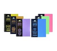 TENLITE Colourful Spiral Notebooks 6-Pack - Twin Wire Bound with Cardboard & Poly Covers - 140 Ruled Pages, 68GSM - Durable Lined Notepads for Students, Journaling & Work - (A4 Poly Notebook)