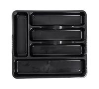 TENLITE Cutlery Tray Rack 5 Compartment Plastic Cutlery Organiser (33.0x 29.5x 5.0cm) Draw Storage Stand Holder Caddy for Kitchen Drawers - (Midnight Black)