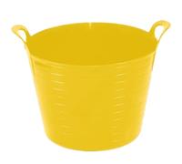 TENLITE Heavy Duty Plastic 50L Bin Dustbin/ Small Mixing Tray 70cm x 70cm Sand Pool Pit Tray For Playing/ 14L Strong Plastic Multi-Purpose Storage Bucket Home Garden (Yellow, 26L FLEXI TUB)