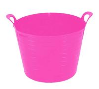 TENLITE Heavy Duty Plastic 50L Bin Dustbin/ Small Mixing Tray 70cm x 70cm Sand Pool Pit Tray For Playing/ 14L Strong Plastic Multi-Purpose Storage Bucket Home Garden (Pink, 26L FLEXI TUB)