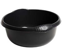 TENLITE High Grade Plastic Round Bowl with Integral Handle | Stylish Design Strong Durable with High Gloss Chic Finish Home & Basin, Sink Organiser Multipurpose Use - (Midnight Greyish, 36cm)