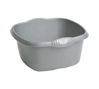 TENLITE High Grade Plastic Square Washing Up Bowl | Stylish Strong Durable Bowl with High Gloss Chic Finish | Space Saving for Home Kitchen - Silver, 32cm