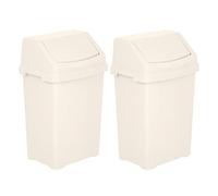 TENLITE - High Grade Plastic Swing Flip Top Bin Under Kitchen Cabinet Dustbin Storage Bin Waste Rubbish Compost Bin For Kitchen, Office, Garden (50 Litre, Soft Cream)