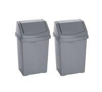 TENLITE - High Grade Plastic Swing Flip Top Bin Under Kitchen Cabinet Dustbin Storage Bin Waste Rubbish Compost Bin For Kitchen, Office, Garden (8 Litre, Silver)