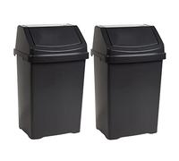 TENLITE - High Grade Plastic Swing Flip Top Bin Under Kitchen Cabinet Dustbin Storage Bin Waste Rubbish Compost Bin For Kitchen, Office, Garden (50 Litre, Midnight Black/Dark Grey)