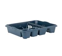 TENLITE Large Dish Drainer Tray Utensil Holder, Draining Board, Dish Drying Rack for Plates and Cutlery 46.50 x 38.00 x 9.00 cm For Kitchen Countertop - (Navy, Large Dish Drainer)
