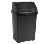 TENLITE Large Kitchen Bin with Swing Style Lid Flip Top Strong Plastic Waste Rubbish Trash Under Kitchen Counter Bin for Home/Office. (Midnight Black)