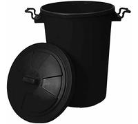 TENLITE Large Plastic Dustbin Storage Unit Heavy Duty for Rubbish Can, Waste, Animal feed, Dust bin, Garden - Clip on locking lid (50L Black Bin)