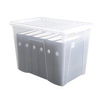 TENLITE Large with Lid Strong Plastic Stackable Nestable Clear Container For Home Office (80 LITRE)