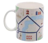 TENLITE London Map Design Fine Bone China Mug - Featuring Iconic British Landmarks: Big Ben, Red Bus, Telephone Box, London Eye & River Thames - Premium UK Souvenir Tea & Coffee Cup Gift.