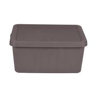 TENLITE MIRROR GREY | 14L Litre Large Plastic Storage Box with Lid and Handle | Utility Box | Rectangular Shape Rib Box | Multifunctional Stackable Storage Organiser Box | Ideal for Home Office Use